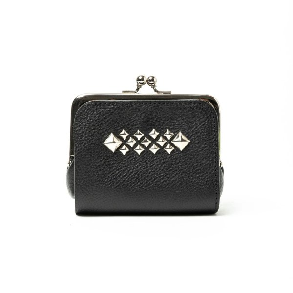 画像1: CALEE/STUDS LEATHER INTERNAL FLEX FRAME TYPE MULTI WALLET（BLACK）［マルチウォレット-24秋冬］