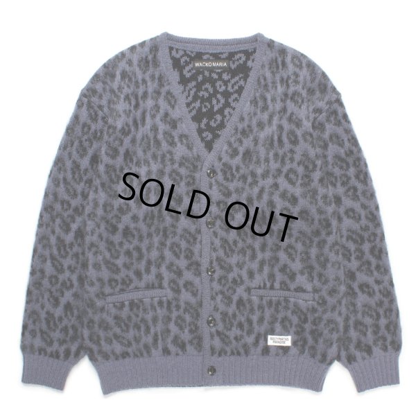 画像1: WACKO MARIA/LEOPARD HEAVY MOHAIR KNIT CARDIGAN（PURPLE）［レオパードヘビーモヘアカーディガン-24秋冬］