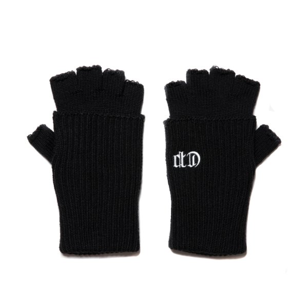 画像1: COOTIE PRODUCTIONS/Lowgauge Fingerless Knit Glove（Black）［フィンガーレスグローブ-24秋冬］