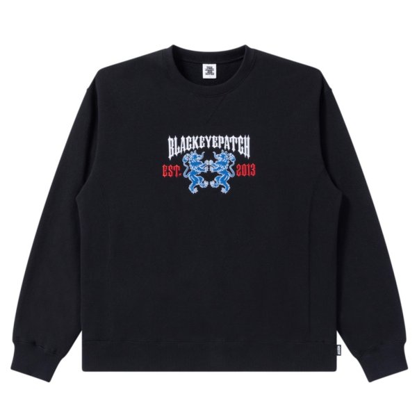 画像1: BlackEyePatch/HERALDIC COLLEGE CREW SWEAT（BLACK）