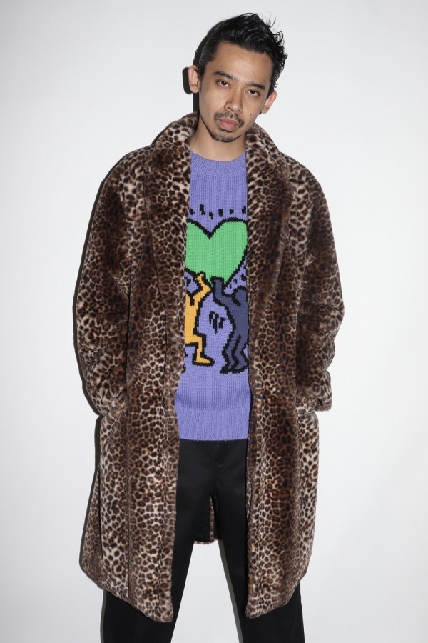 画像2: WACKO MARIA/KEITH HARING / JACQUARD KNIT SWEATER（PURPLE）［ジャガードセーター-24秋冬］