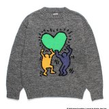 WACKO MARIA/KEITH HARING / JACQUARD KNIT SWEATER（GRAY）［ジャガードセーター-24秋冬］