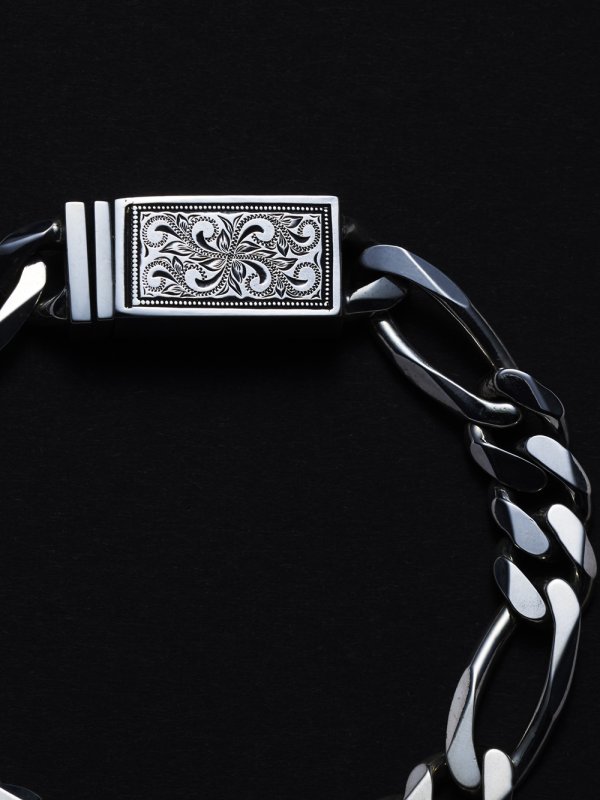 画像2: ANTIDOTE BUYERS CLUB/Engraved Box Clasp Figaro Bracelet（Silver）