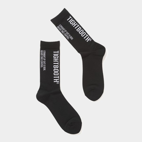 画像1: TIGHTBOOTH/LABEL LOGO SOCKS（Black）［ソックス-24秋冬］