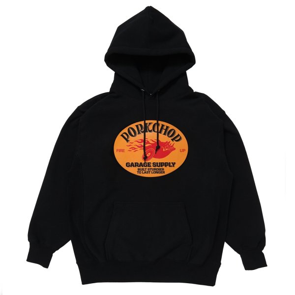 画像1: PORKCHOP/FIRE UP HOODIE（BLACK）［プルオーバーパーカー-24秋冬］