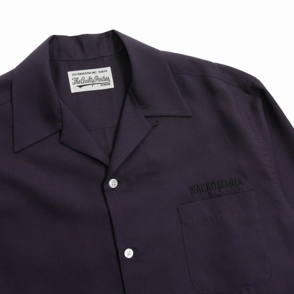 画像2: WACKO MARIA/50'S OPEN COLLAR SHIRT（DARK PURPLE）［50'Sオープンカラーシャツ-25春夏］