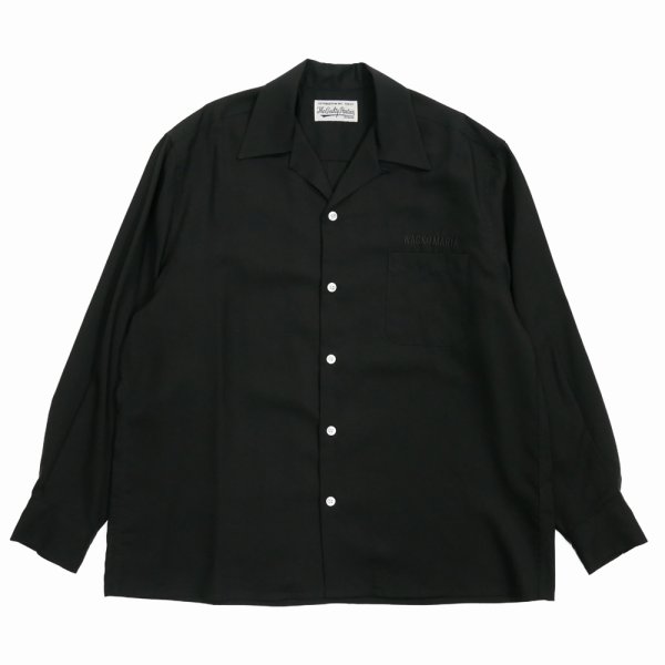 画像1: WACKO MARIA/50'S OPEN COLLAR SHIRT（BLACK）［50'Sオープンカラーシャツ-25春夏］