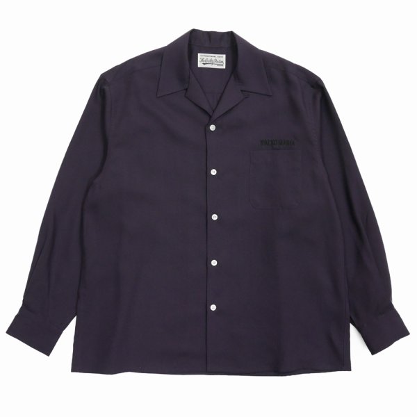 画像1: WACKO MARIA/50'S OPEN COLLAR SHIRT（DARK PURPLE）［50'Sオープンカラーシャツ-25春夏］