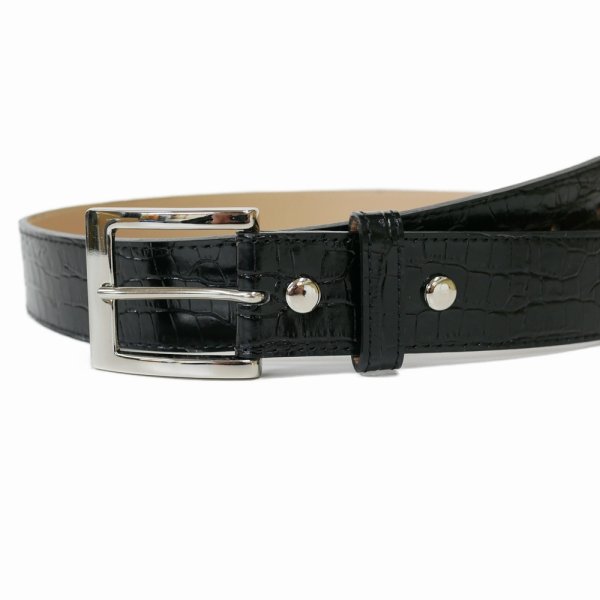 画像2: WACKO MARIA/CROCODILE EMBOSSED LEATHER BELT（BLACK）［レザーベルト-25春夏］