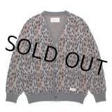 WACKO MARIA/LEOPARD JACQUARD KNIT CARDIGAN（GRAY）［レオパードコットンニットカーディガン-25春夏］