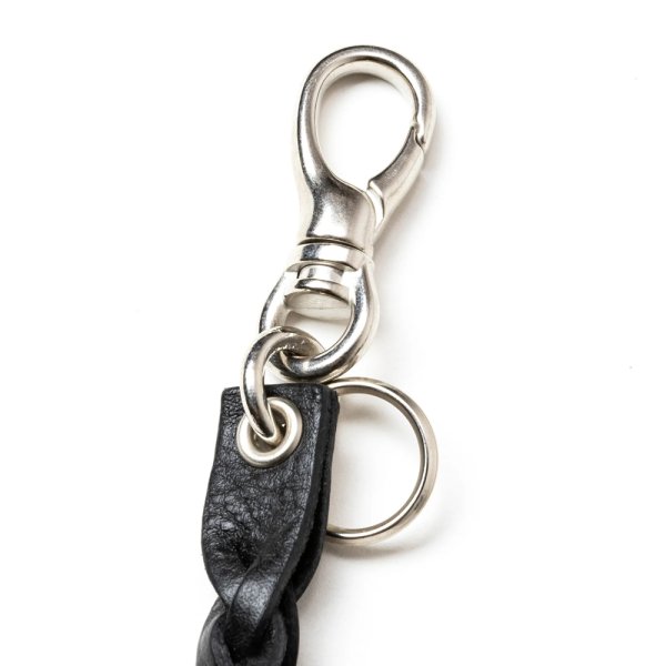 画像2: CALEE/STUDS & KNITTING LEATHER LONG KEY RING＜TYPE A＞（BLACK/SILVER）［レザーロングキーリング-25春夏］