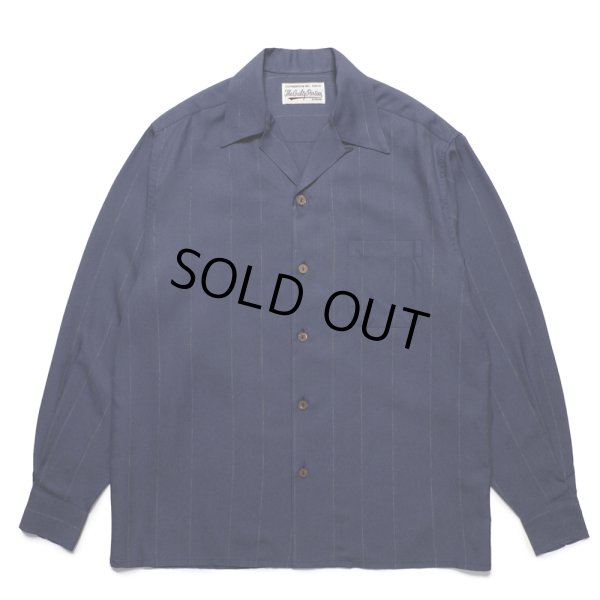 画像1: WACKO MARIA/KASURI STRIPED OPEN COLLAR SHIRT（NAVY）［カスリストライプオープンカラーシャツ-25春夏］