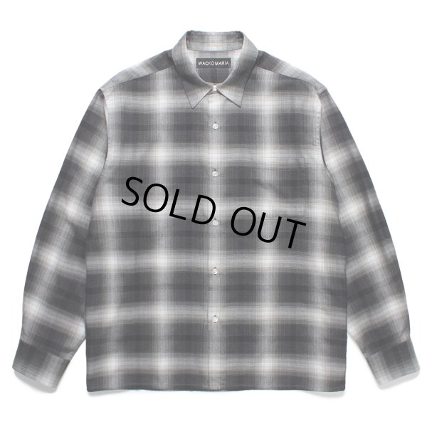 画像1: WACKO MARIA/CHECK REGULAR COLLAR SHIRT（GRAY）［チェックレギュラーカラーシャツ-25春夏］