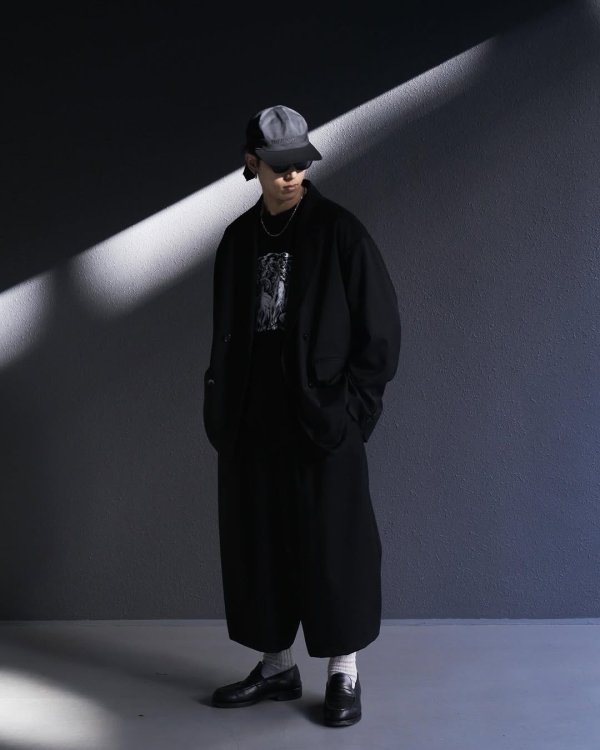 画像3: COOTIE PRODUCTIONS/Comfort Merino Saxony Shin Cut Wide Easy Trousers（Black）［シンカットワイドイージートラウザース-25春夏］