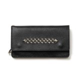 CALEE/STUDS LEATHER LONG WALLET（BLACK）［スタッズレザーロングウォレット-25春夏］