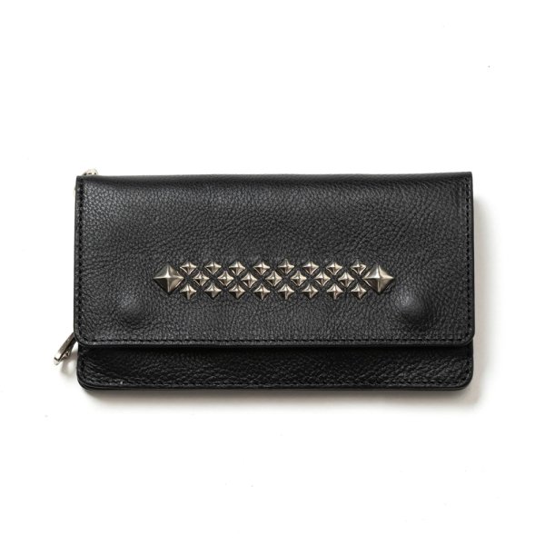 画像1: CALEE/STUDS LEATHER LONG WALLET（BLACK）［スタッズレザーロングウォレット-25春夏］