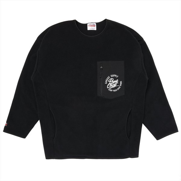 画像1: PORKCHOP/CS FLEECE SHIRT（BLACK）［フリースクルーネック-25春夏］