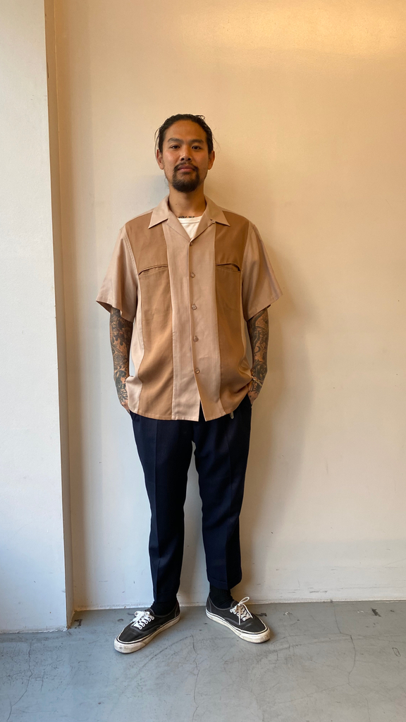 WACKO MARIA/TWO TONE 50'S SHIRT（TYPE-3）（ベージュ/ブラウン）［2