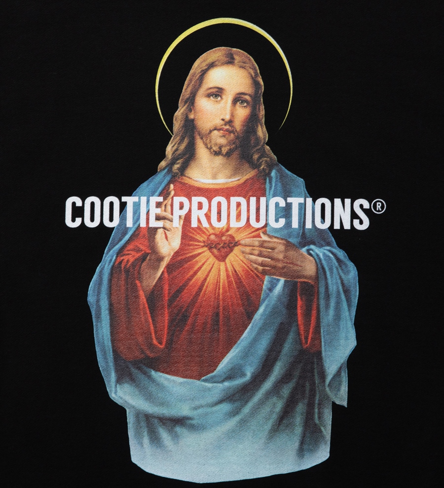 COOTIE/Print Crewneck Sweatshirt（JESUS）（ブラック）［クルー