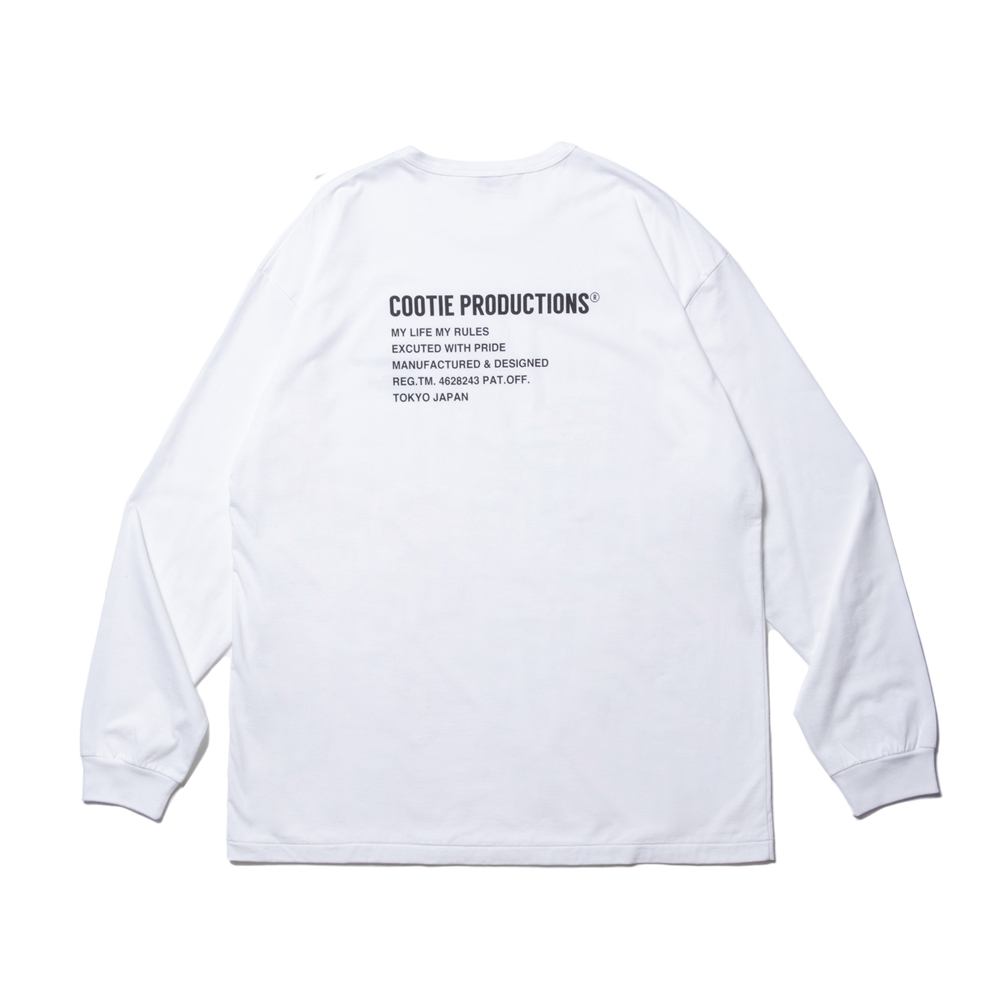 COOTIE PRODUCTIONS/Print L/S Tee（LOGO）（ホワイト）［プリント長袖