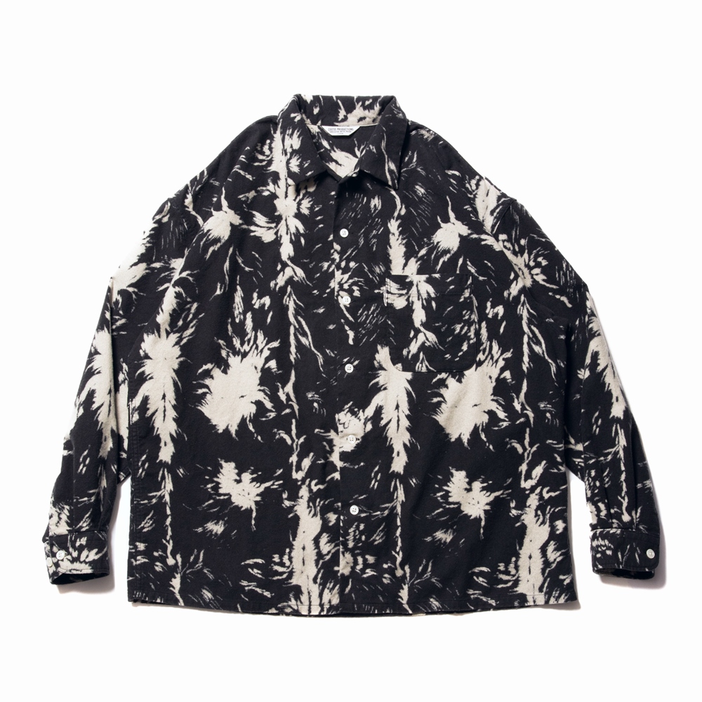 COOTIE Wolf Print Nel Open Collar Shirt | labiela.com