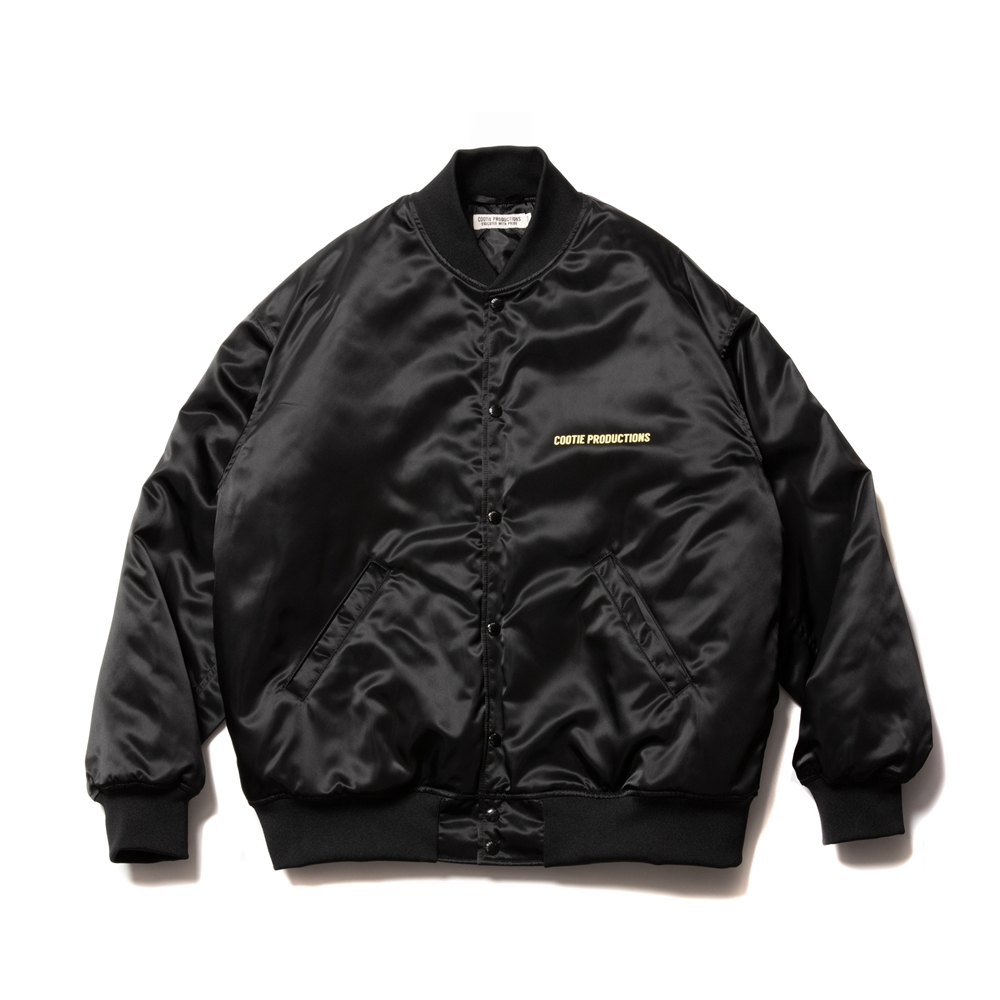 COOTIE PRODUCTIONS/Nylon Satin Stadium Jacket（ブラック/イエロー