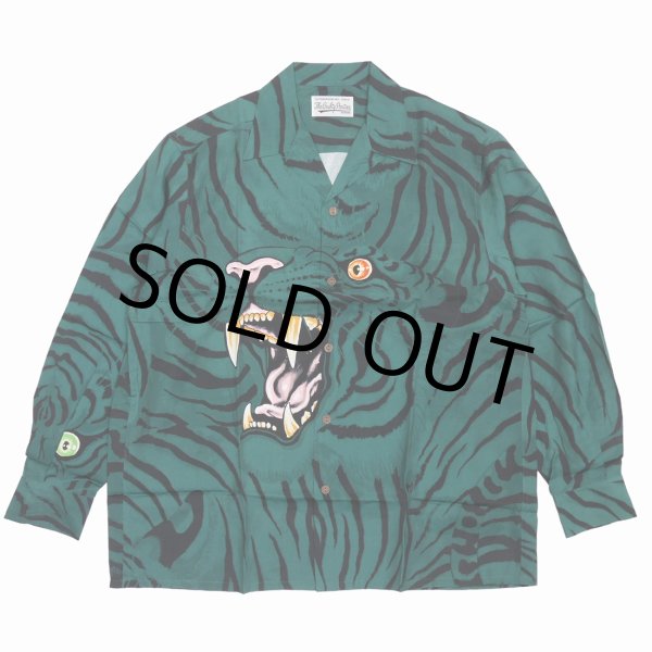 画像1: WACKO MARIA/TIM LEHI / HAWAIIAN SHIRT L/S（GREEN）［ハワイアンシャツ-22秋冬］ (1)