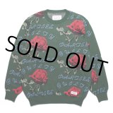 画像: WACKO MARIA/ROSE JACQUARD SWEATER （GREEN）［ローズジャガードセーター-22秋冬］