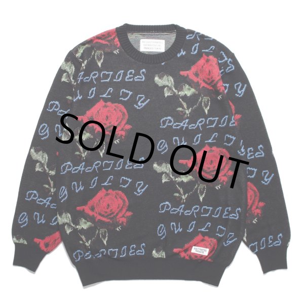 画像1: WACKO MARIA/ROSE JACQUARD SWEATER （BLACK）［ローズジャガードセーター-22秋冬］ (1)