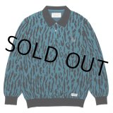 画像: WACKO MARIA/LEOPARD KNIT JACQUARD POLO SHIRT（BLUE）［レオパードニットジャガードポロ-22秋冬］