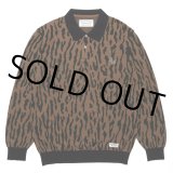 画像: WACKO MARIA/LEOPARD KNIT JACQUARD POLO SHIRT（L-BROWN）［レオパードニットジャガードポロ-22秋冬］