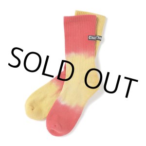 画像: CHALLENGER/BORDER TIE DYE SOCKS（ORANGE/RED）［ボーダータイダイソックス-23春夏］