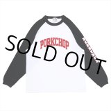 画像: PORKCHOP/COLLEGE RAGLAN L/S TEE（WHITE/BLACK）［ラグラン長袖T-23春夏］