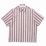 画像: WACKO MARIA/SOKTAS / STRIPED REGULAR COLLAR SHIRT（BROWN）［ストライプレギュラーカラーシャツ-23春夏］