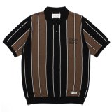 画像: WACKO MARIA/STRIPED KNIT JACQUARD POLO SHIRT（BROWN）［ストライプジャガードポロシャツ-23春夏］