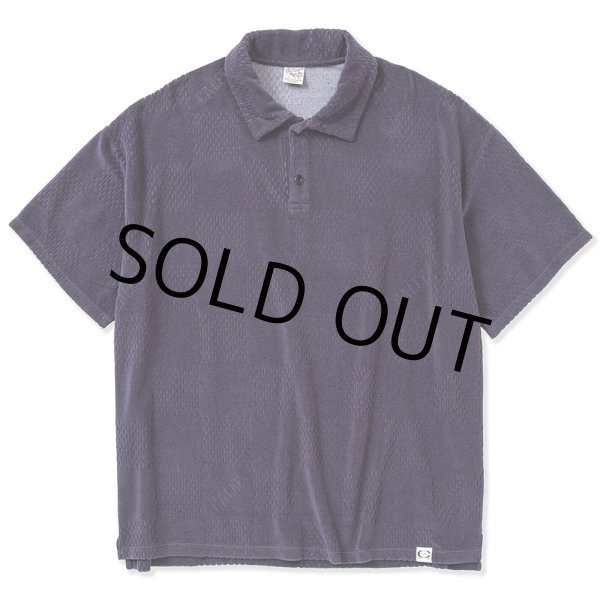 画像1: CALEE/CALEE Checker pile jacquard wide silhouette polo shirt（Dark Purple） 【40%OFF】［パイルジャガードポロシャツ-23春夏］ (1)