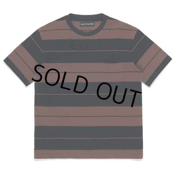 画像1: WACKO MARIA/STRIPED T-SHIRT（BROWN/BLACK）［ストライプT-23春夏］ (1)