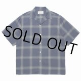 画像: WACKO MARIA/OMBRE CHECK OPEN COLLAR SHIRT（NAVY）［オンブレチェックオープンカラーシャツ-23春夏］