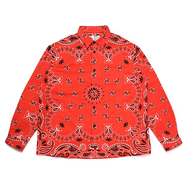 CHALLENGER/L/S BANDANA NEL SHIRT（RED）［バンダナネルシャツ-23秋冬