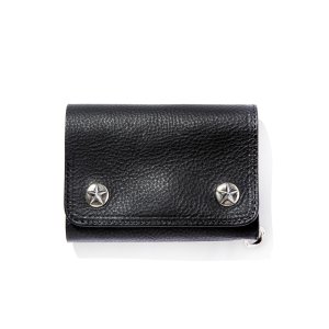 画像: CALEE/SILVER STAR CONCHO FLAP LEATHER HALF WALLET（BLACK）［レザーハーフウォレット-24春夏］