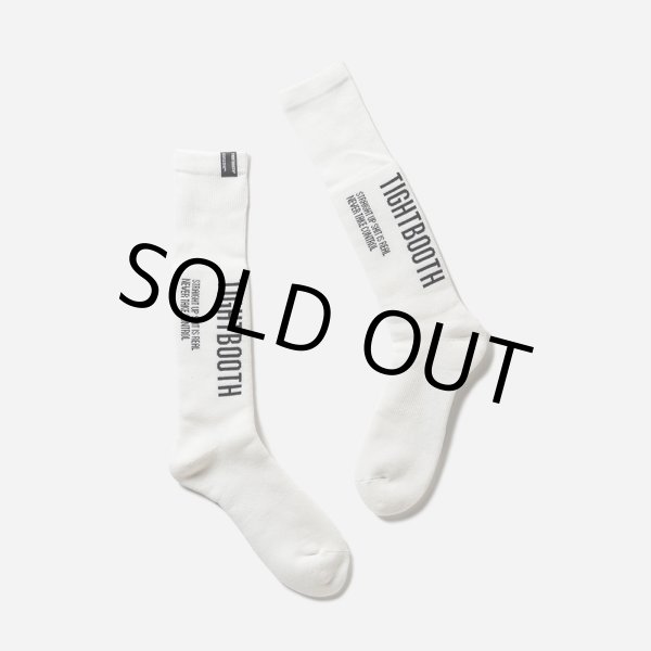 画像1: TIGHTBOOTH/LABEL LOGO HIGH SOCKS（White）［ハイソックス-23秋冬］ (1)