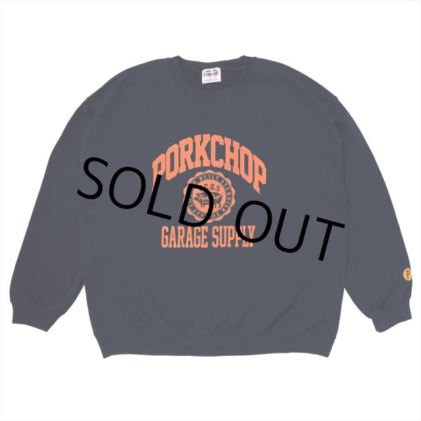 画像1: PORKCHOP/2nd COLLEGE SWEAT（NAVY）［クルーネックスウェット-23秋冬］ (1)