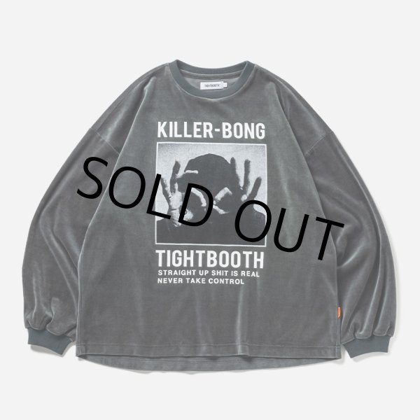 画像1: TIGHTBOOTH/HAND SIGN VELOUR LS（Charcoal）［ベロアロングスリーブ-23秋冬］ (1)