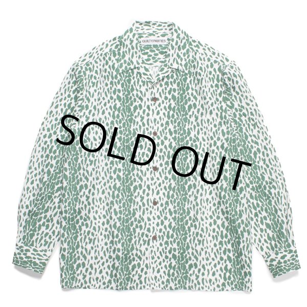 画像1: WACKO MARIA/LEOPARD OPEN COLLAR SHIRT（GREEN）［レオパードオープンカラーシャツ-24春夏］ (1)