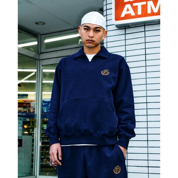 画像3: BlackEyePatch/ROYAL B EMBLEM COLLARED SWEAT PULLOVER（NAVY） (3)