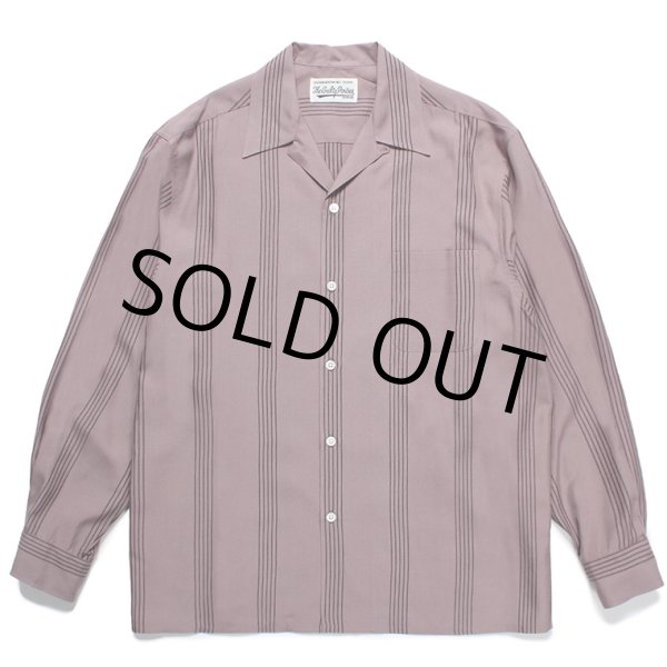 画像1: WACKO MARIA/STRIPED OPEN COLLAR SHIRT（PURPLE）［ストライプオープンカラーシャツ-24春夏］ (1)