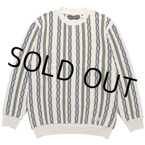 画像: WACKO MARIA/STRIPED JACQUARD KNIT SWEATER（TYPE-1）（BEIGE）［ストライプジャガードセーター-24春夏］