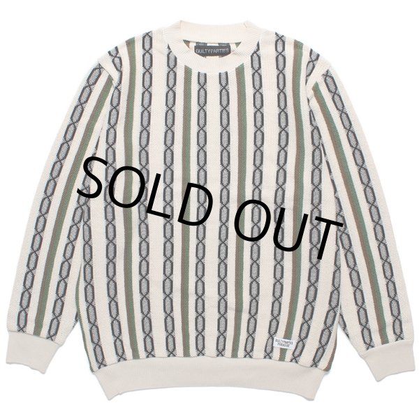 画像1: WACKO MARIA/STRIPED JACQUARD KNIT SWEATER（TYPE-1）（BEIGE）［ストライプジャガードセーター-24春夏］ (1)