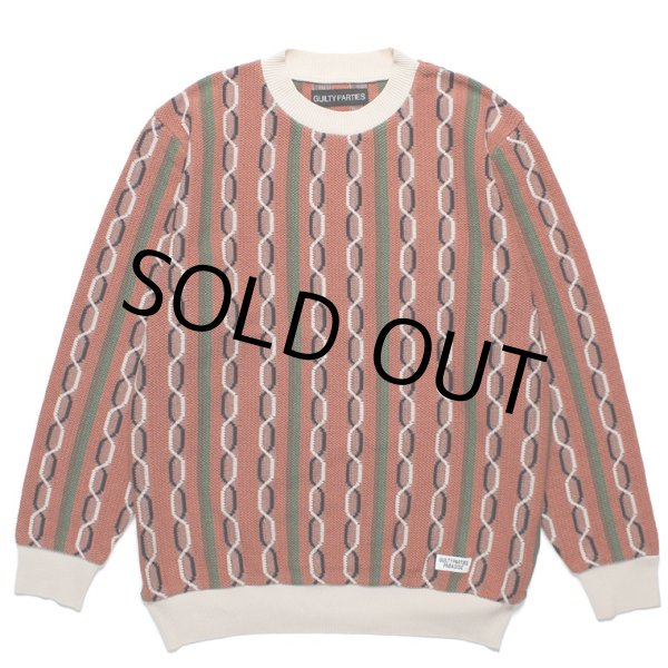 画像1: WACKO MARIA/STRIPED JACQUARD KNIT SWEATER（TYPE-1）（BROWN）［ストライプジャガードセーター-24春夏］ (1)