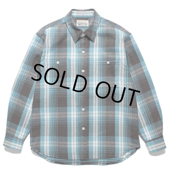 画像1: WACKO MARIA/CHECK FLANNEL SHIRT（BLUE）［チェックフランネルシャツ-24春夏］ (1)